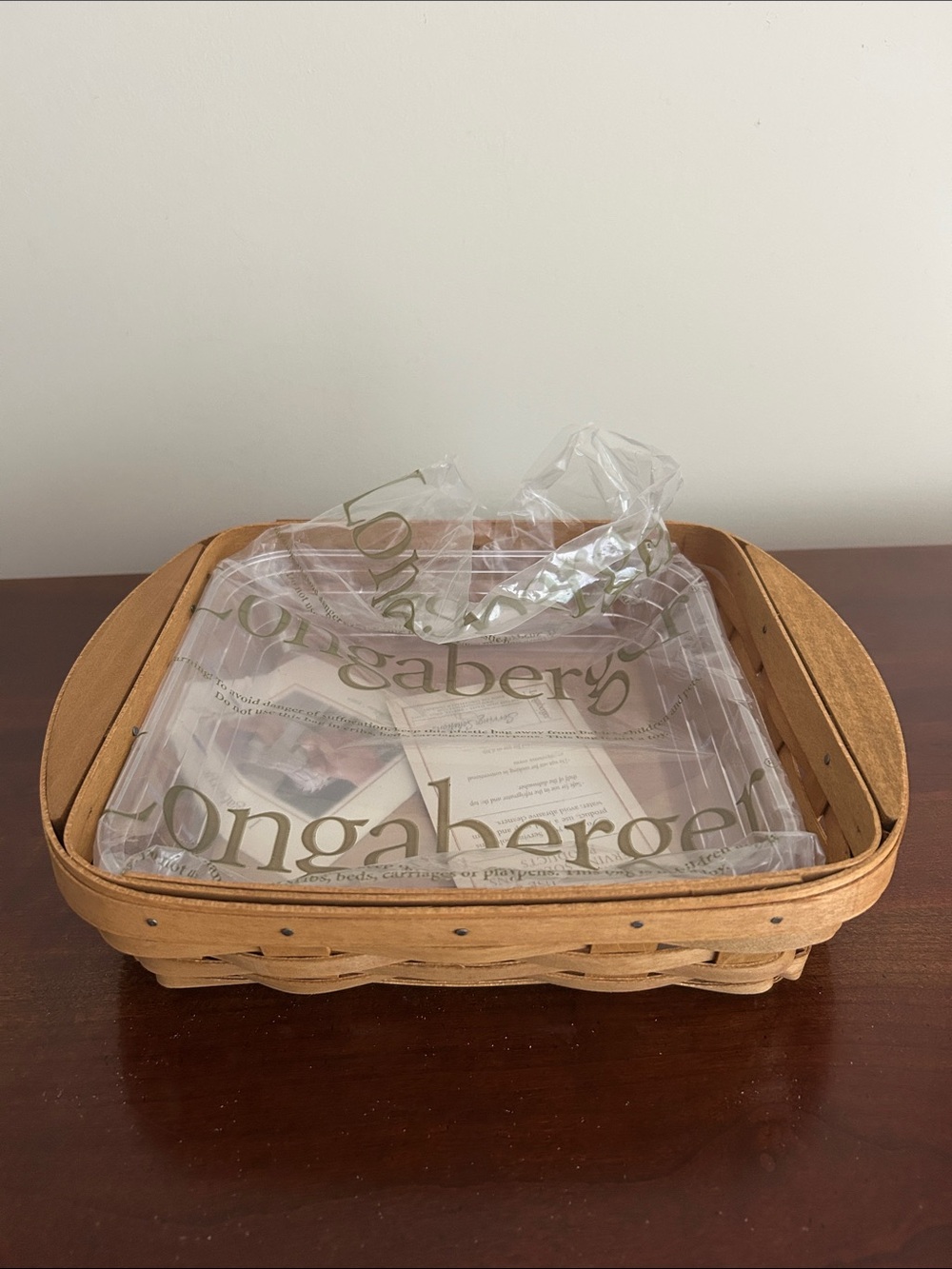 Longaberger brownie basket with hard plastic protector